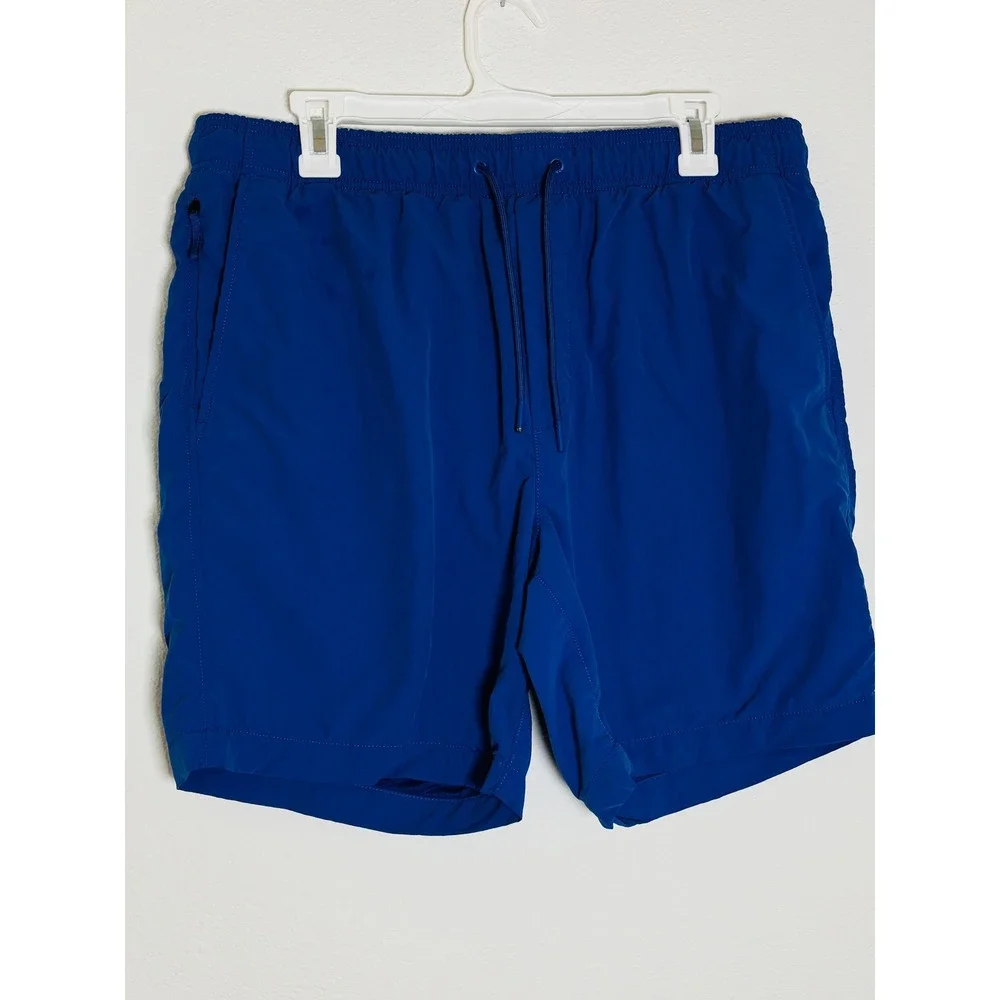 American Eagle Mens Blue Swim Trunks Mesh Lined Drawstring Board Shorts Size M